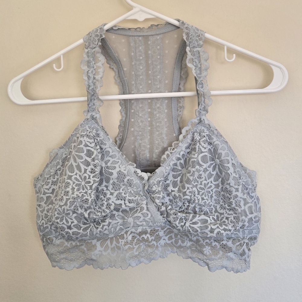 Aerie Racerback Lace Bralette Light Blue Size Large